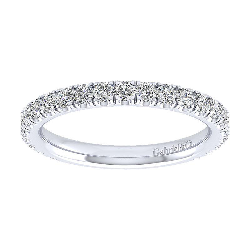 Wedding Band 14k White Gold Diamond Straight
