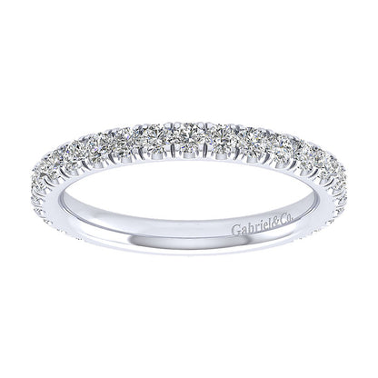 Wedding Band 14k White Gold Diamond Straight