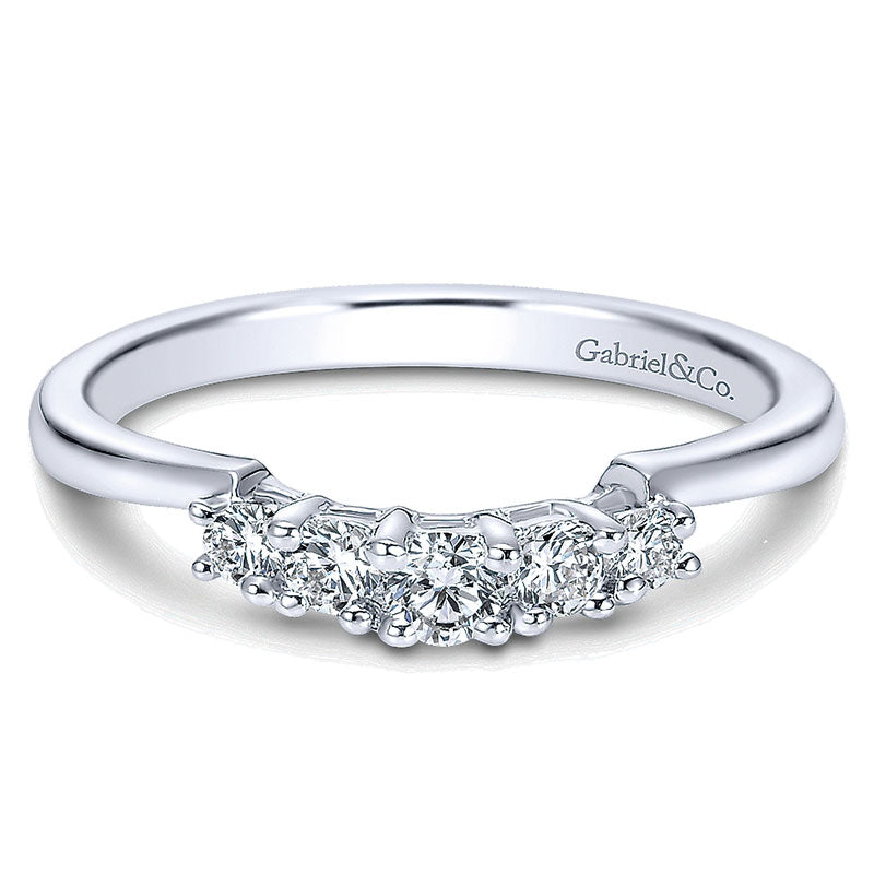 Wedding Band 14k White Gold Diamond Straight