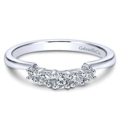 Wedding Band 14k White Gold Diamond Straight
