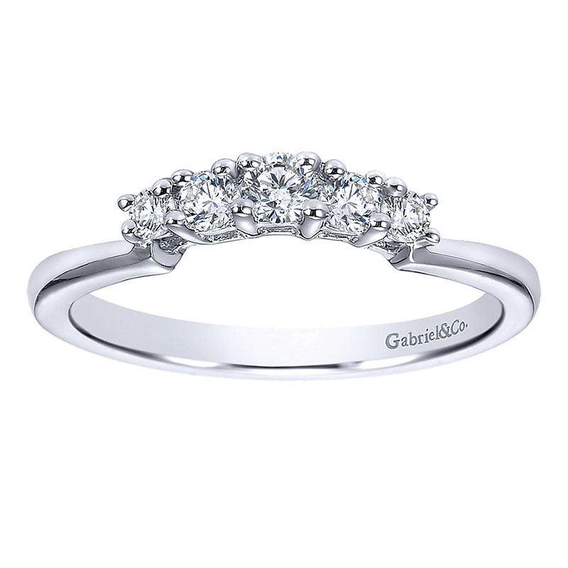 Wedding Band 14k White Gold Diamond Straight