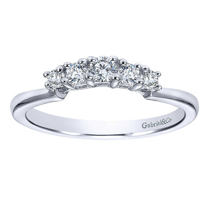 Wedding Band 14k White Gold Diamond Straight