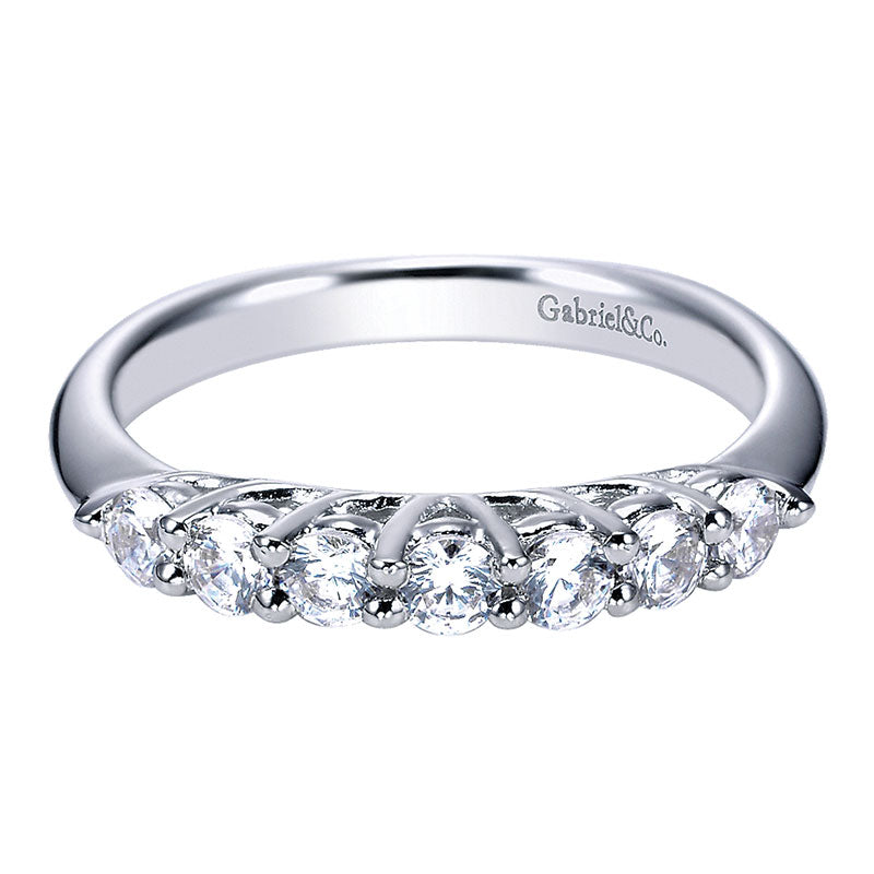 Wedding Band 14k White Gold Diamond Straight