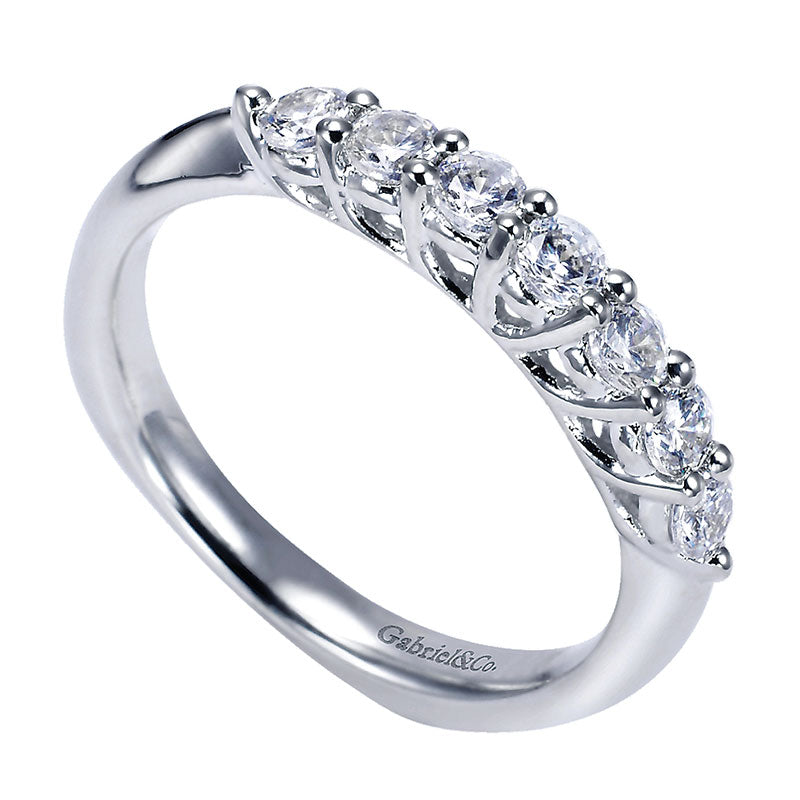 Wedding Band 14k White Gold Diamond Straight