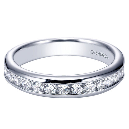 Wedding Band 14k White Gold Diamond Straight