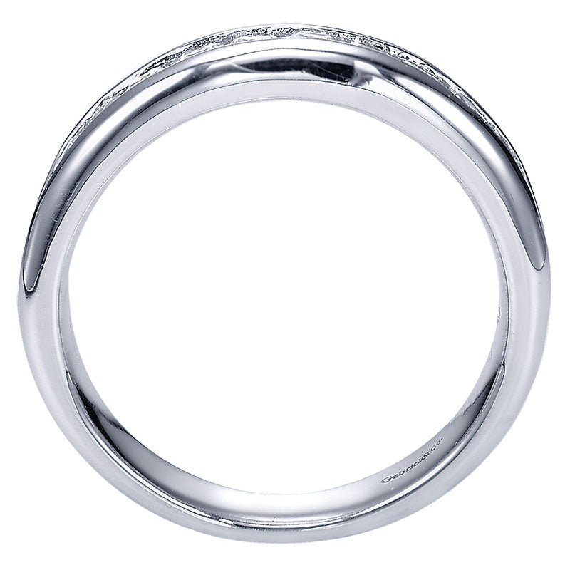 Wedding Band 14k White Gold Diamond Straight