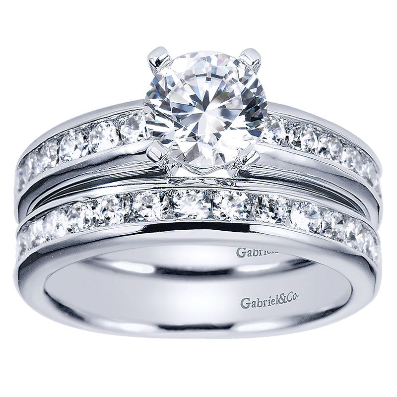 Wedding Band 14k White Gold Diamond Straight