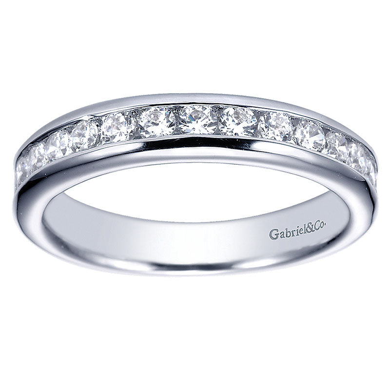 Wedding Band 14k White Gold Diamond Straight
