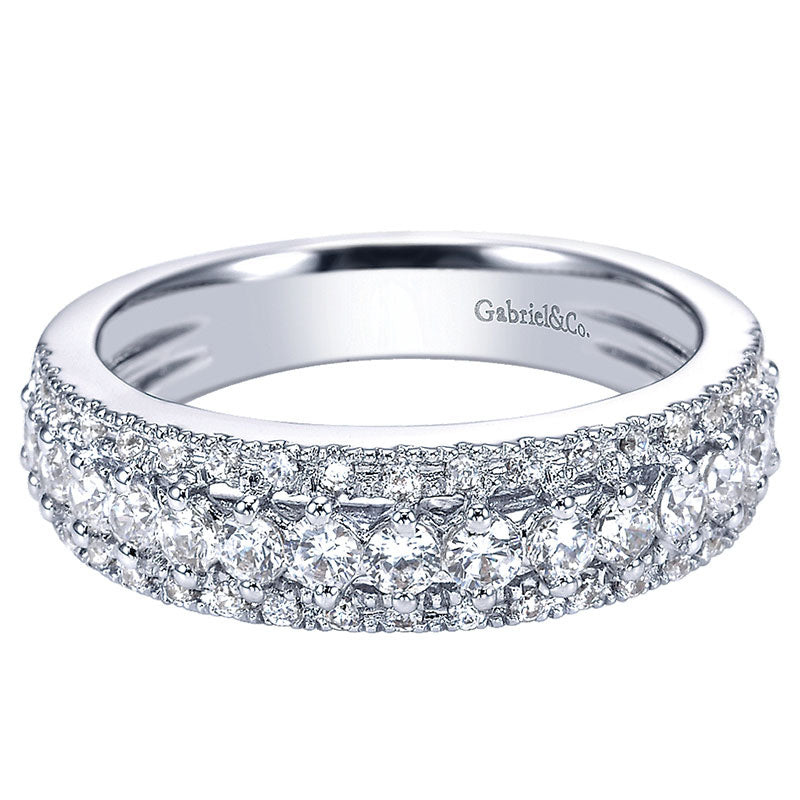 Wedding Band 14k White Gold Diamond Straight