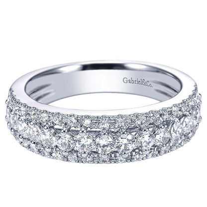 Wedding Band 14k White Gold Diamond Straight