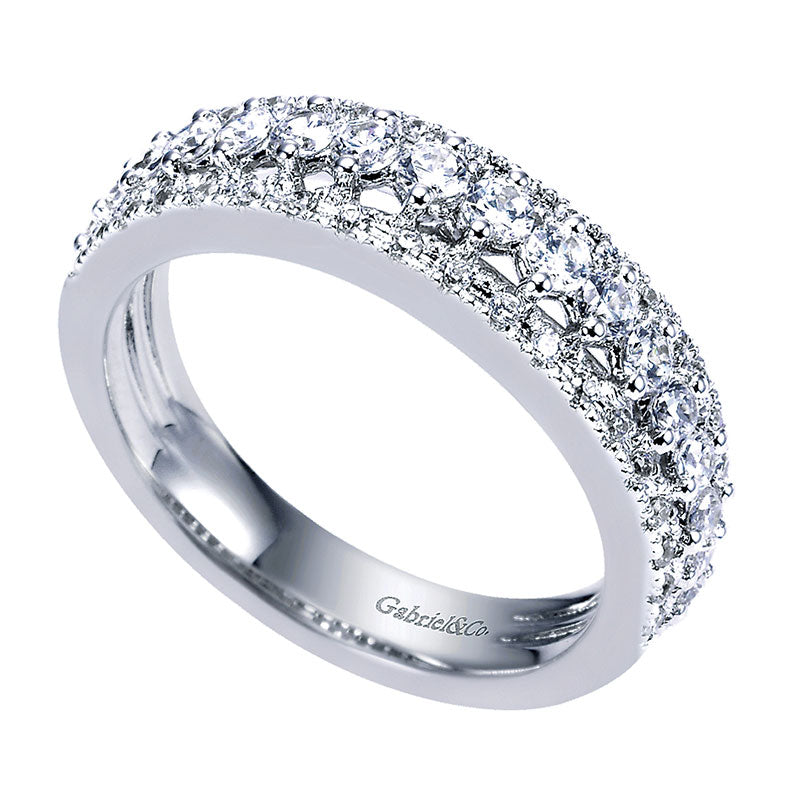 Wedding Band 14k White Gold Diamond Straight