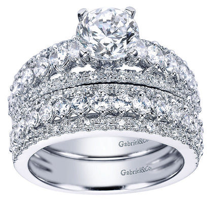 Wedding Band 14k White Gold Diamond Straight