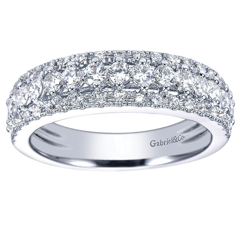 Wedding Band 14k White Gold Diamond Straight