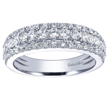 Wedding Band 14k White Gold Diamond Straight