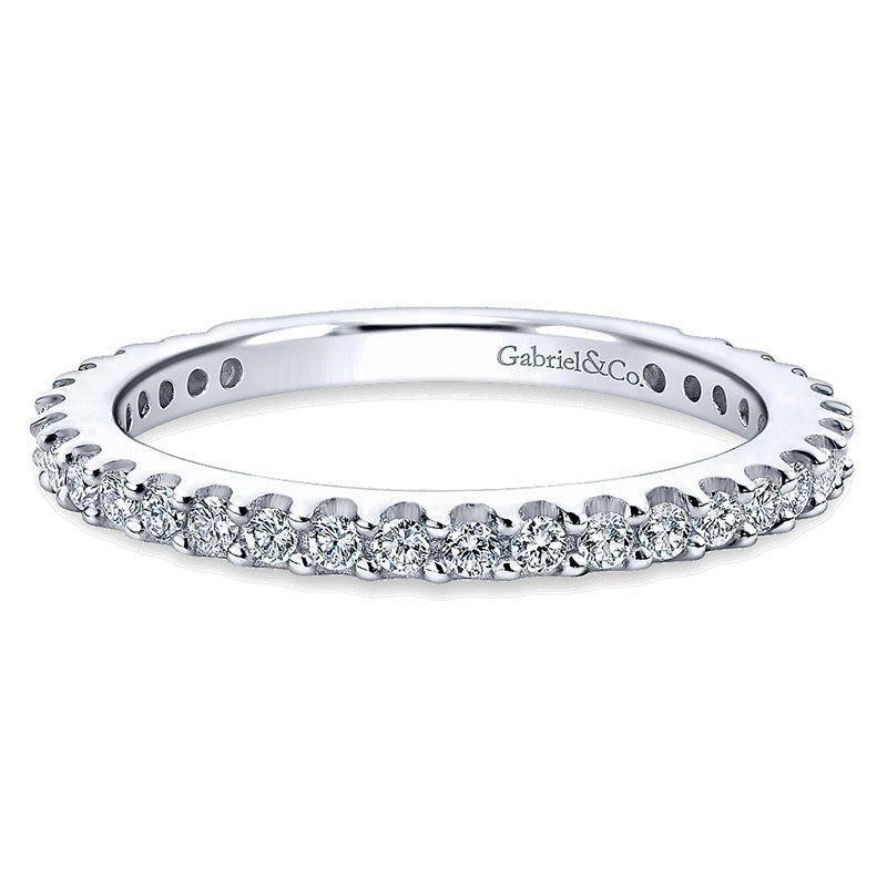 Wedding Band 14k White Gold Diamond Straight