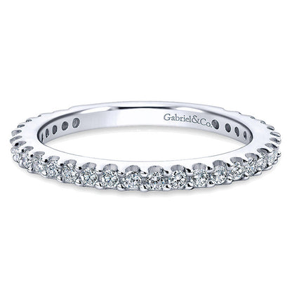 Wedding Band 14k White Gold Diamond Straight