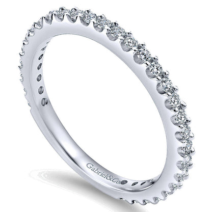 Wedding Band 14k White Gold Diamond Straight