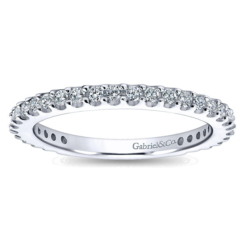 Wedding Band 14k White Gold Diamond Straight