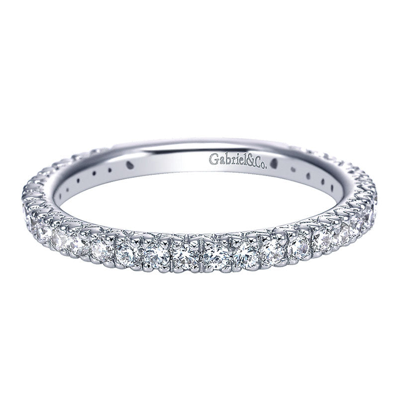 Wedding Band 14k White Gold Diamond Straight