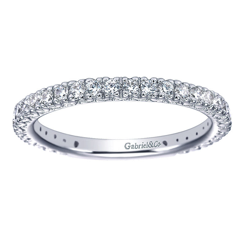Wedding Band 14k White Gold Diamond Straight