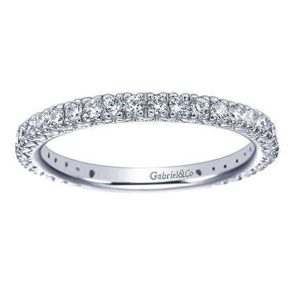 Wedding Band 14k White Gold Diamond Straight