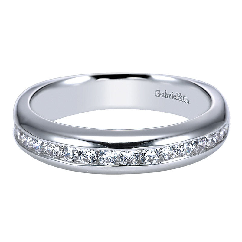 Wedding Band 14k White Gold Diamond Straight