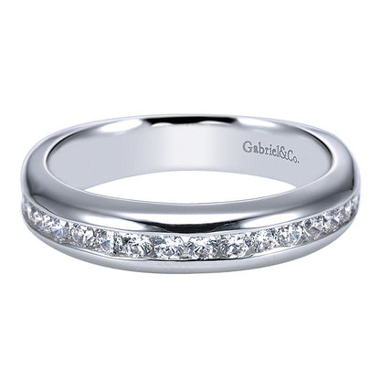 Wedding Band 14k White Gold Diamond Straight