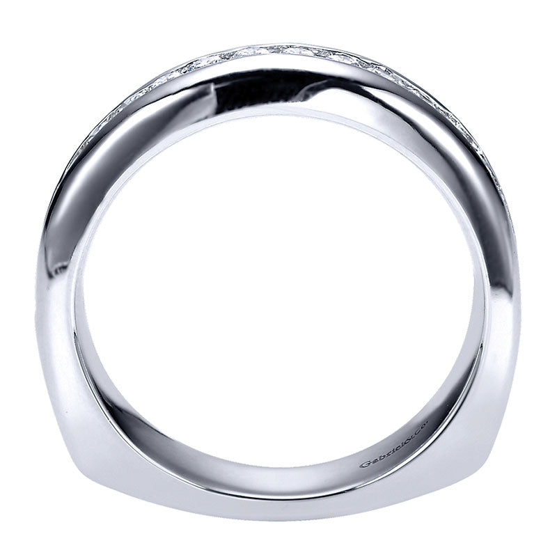Wedding Band 14k White Gold Diamond Straight