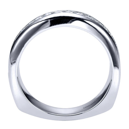 Wedding Band 14k White Gold Diamond Straight
