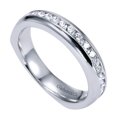 Wedding Band 14k White Gold Diamond Straight