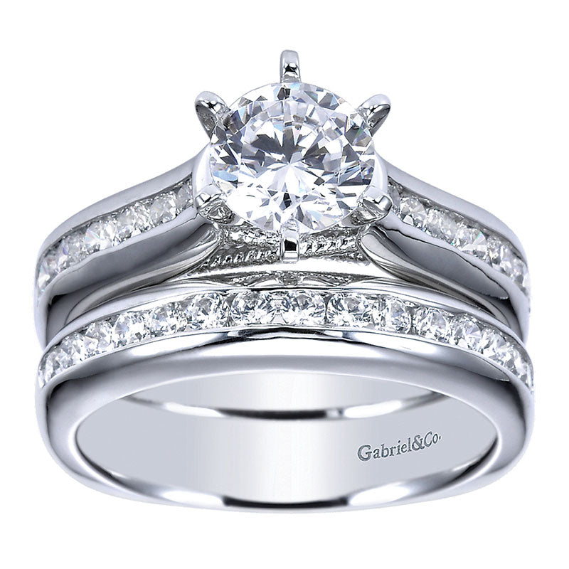 Wedding Band 14k White Gold Diamond Straight