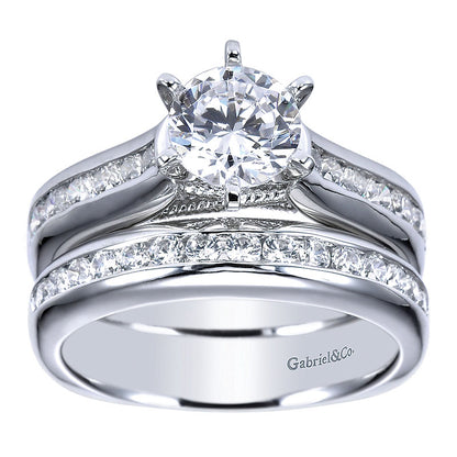 Wedding Band 14k White Gold Diamond Straight