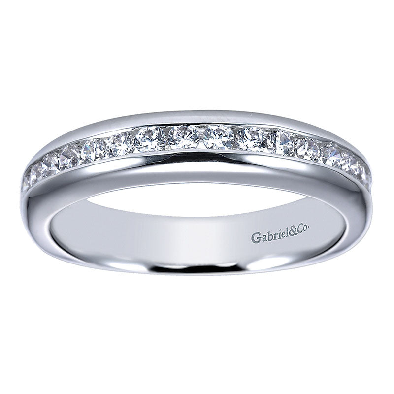 Wedding Band 14k White Gold Diamond Straight