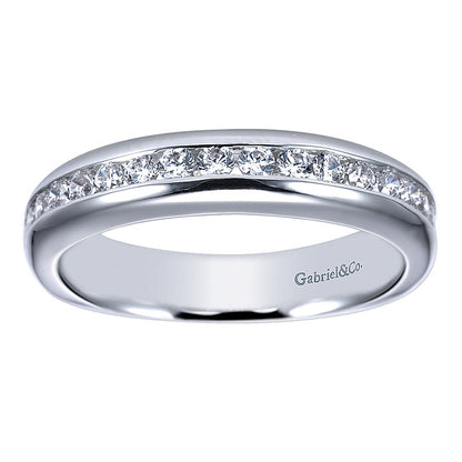 Wedding Band 14k White Gold Diamond Straight
