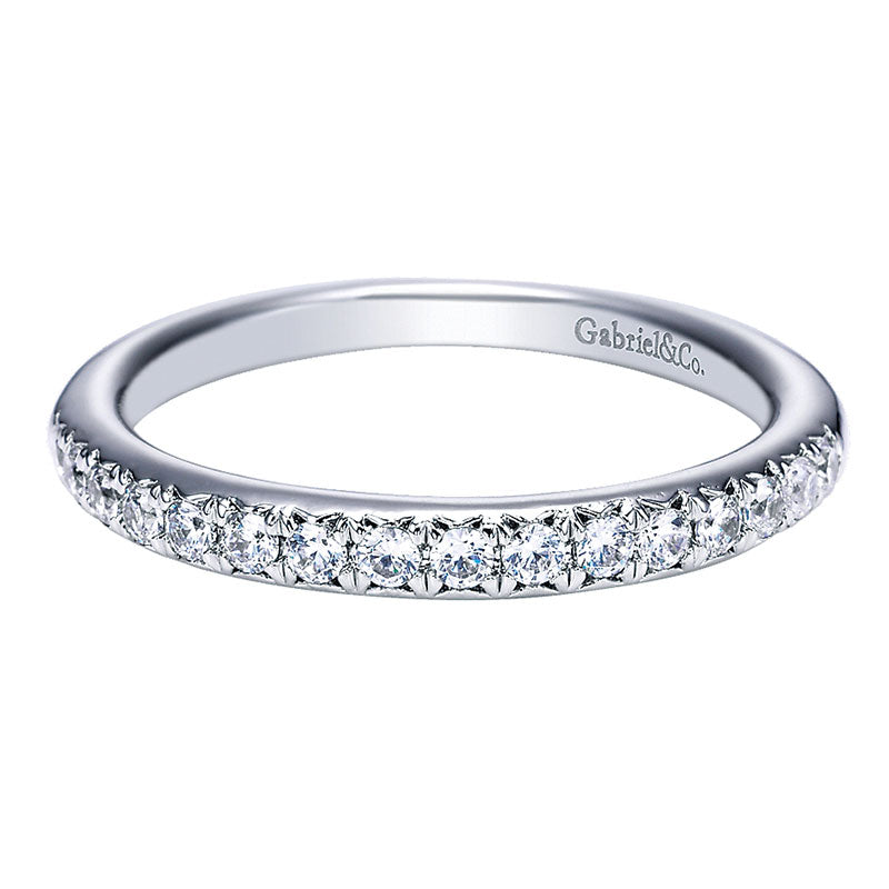 Wedding Band 14k White Gold Diamond Straight