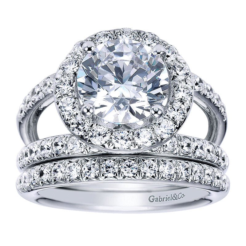 Wedding Band 14k White Gold Diamond Straight