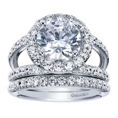 Wedding Band 14k White Gold Diamond Straight