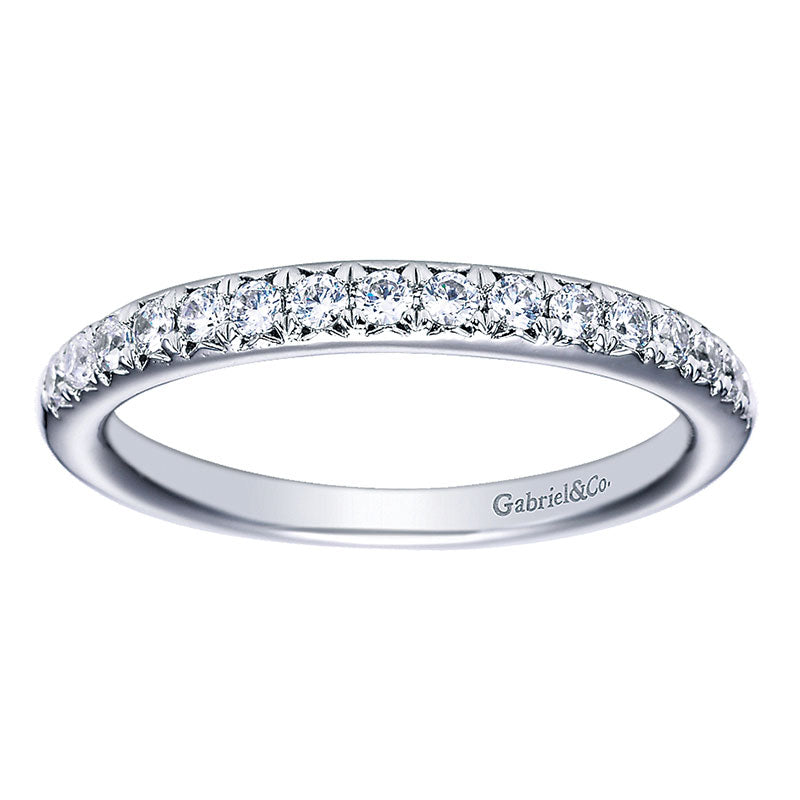 Wedding Band 14k White Gold Diamond Straight