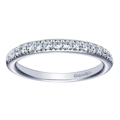 Wedding Band 14k White Gold Diamond Straight