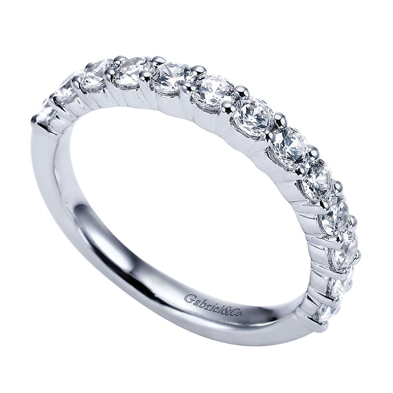 Wedding Band 14k White Gold Diamond Straight