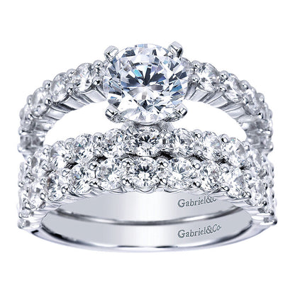 Wedding Band 14k White Gold Diamond Straight