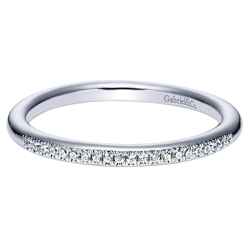 Wedding Band 14k White Gold Diamond Straight