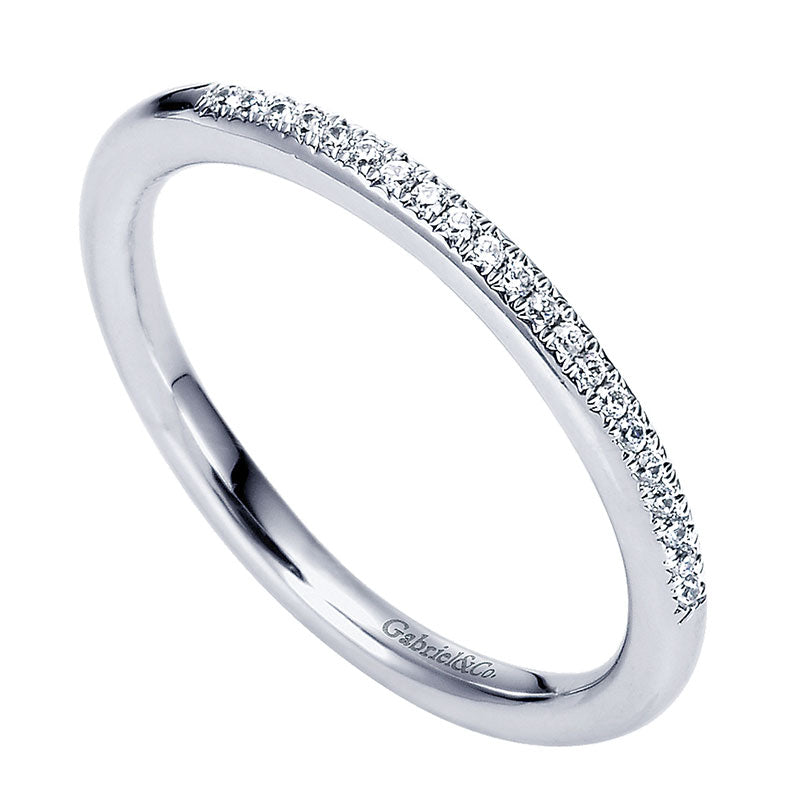 Wedding Band 14k White Gold Diamond Straight