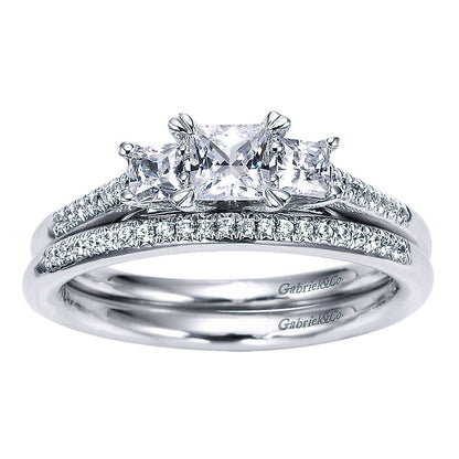 Wedding Band 14k White Gold Diamond Straight