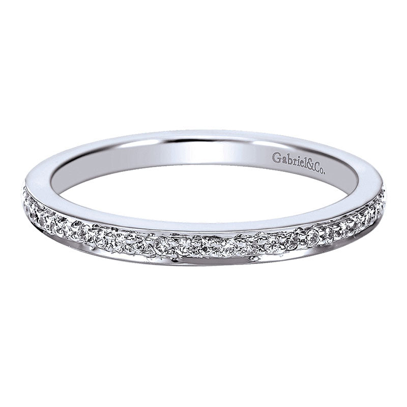Wedding Band 14k White Gold Diamond Straight