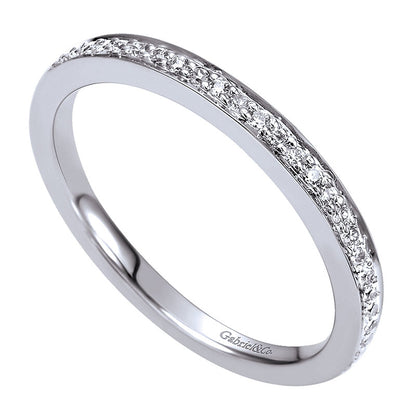 Wedding Band 14k White Gold Diamond Straight