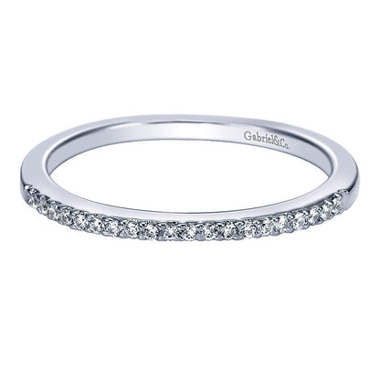 Wedding Band 14k White Gold Diamond Straight