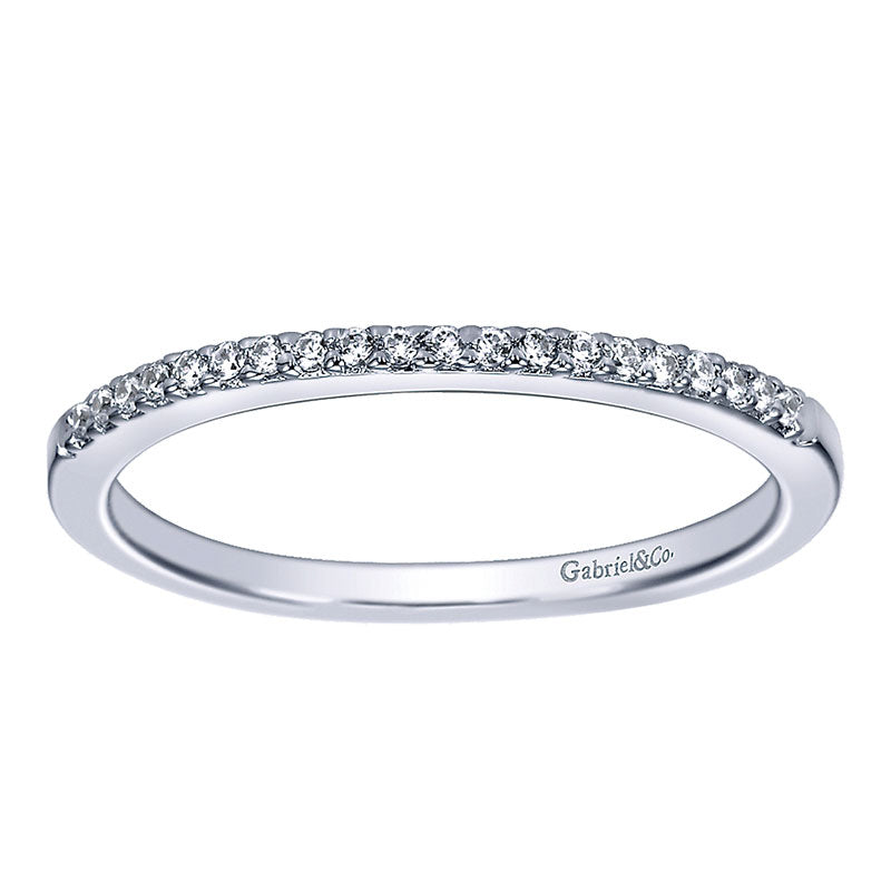 Wedding Band 14k White Gold Diamond Straight