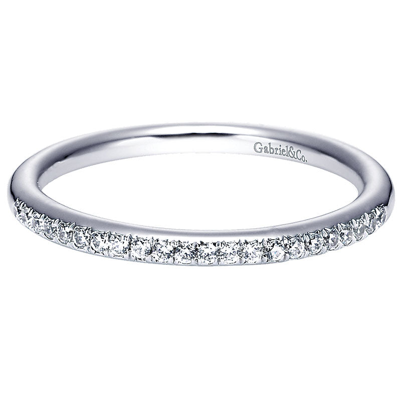 Wedding Band 14k White Gold Diamond Straight