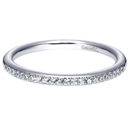 Wedding Band 14k White Gold Diamond Straight